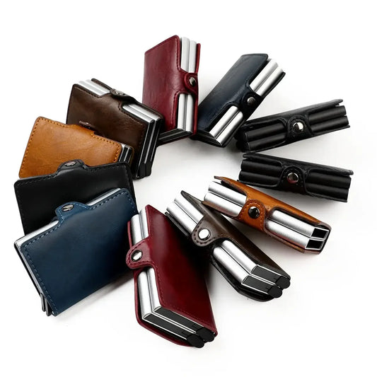 New Double Layer High Capacity Men ID Credit Bank Card Holder Wallet Anti Rfid Blocking Protected Magic Mini Small Money Wallets Beauty World Shop