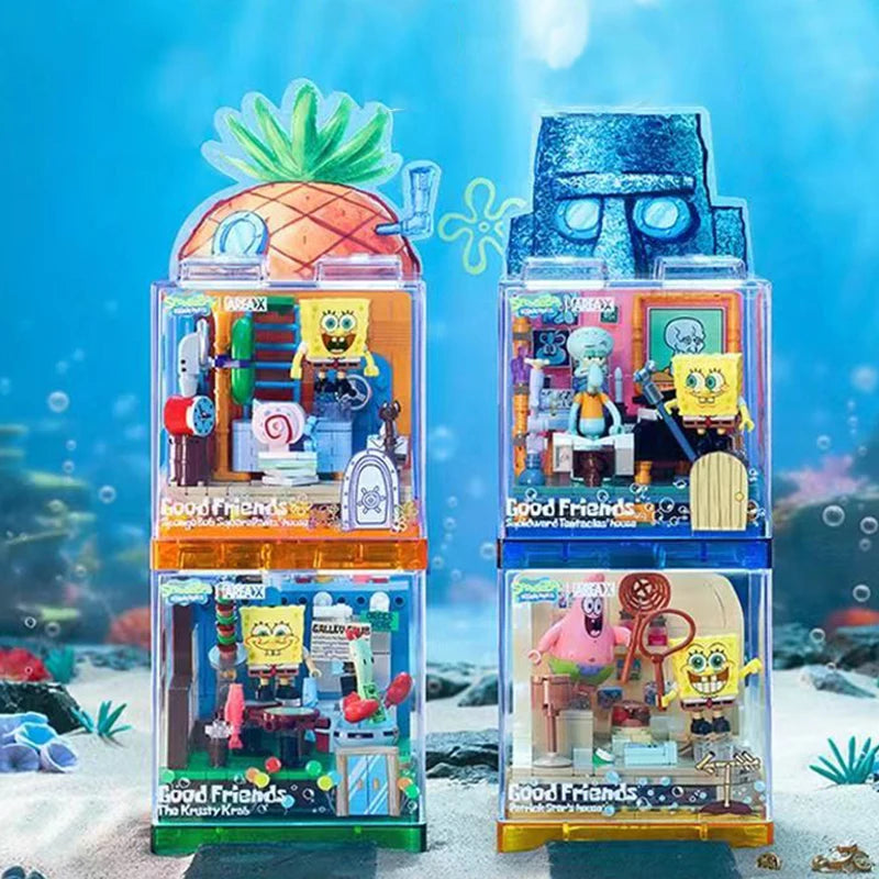 Spongebob Building Blocks Patrick Star Krusty Krab Squidward Tentacles Room Model Bricks Set Desktop Ornaments Kids Toys Gifts Beauty World Shop