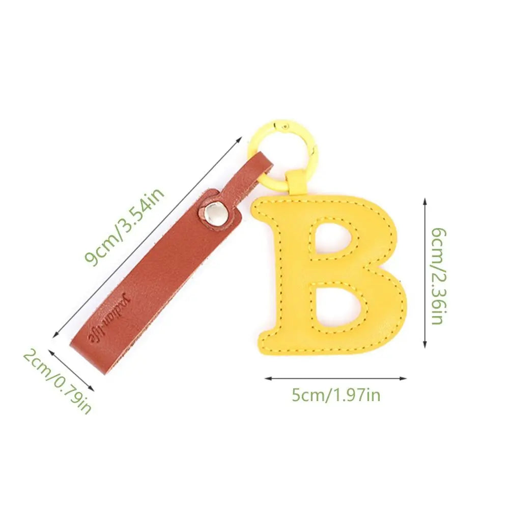 Creative PU Leather 26 Letter Keychains Fashion Alphabet Keyrings Handbag Ornaments Pendant Car Key Holder Accessories Gifts Beauty World Shop