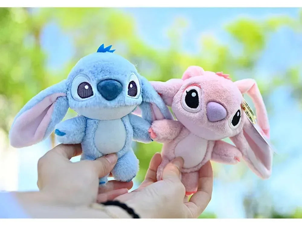 Cartoon Stitch Plush Keychain Soft Toy Cute Stuffed Animal Pendant Gift for Girls  Angel Doll Bag Charm Kids Birthday Present Beauty Fashion