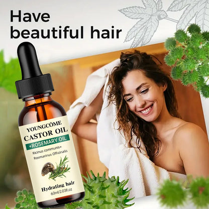 Mix Castor Oil and Rosemary Oil for Hair Growth Enhances hair thickness and Shine, Reduce Hair Loss and Split Ends Hair Care Oil Beauty World Shop