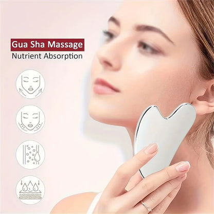 1pc Gua Sha Board Beauty Skin Care Facial Tool Stainless Steel GuaSha Massage Tool Natural Universal Facial Silver Metal Beauty World Shop