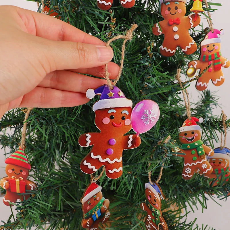 12/24pcs Christmas Gingerbread Man Ornaments Xmas Tree Wooden Hanging Pendants 2026 New Year Party Home Decoration Kids DIY GIft Beauty World Shop