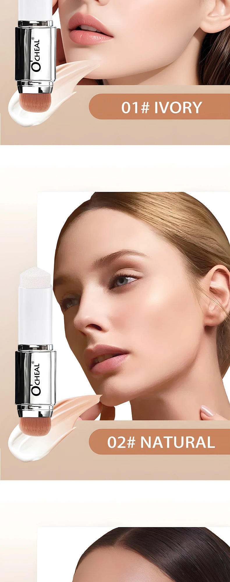O'CHEAL Temperature Changing Foundation Stick Facial Coverage Blemishes Pores Double-Headed Face Matte Makeup Foundation Cream Beauty World Shop