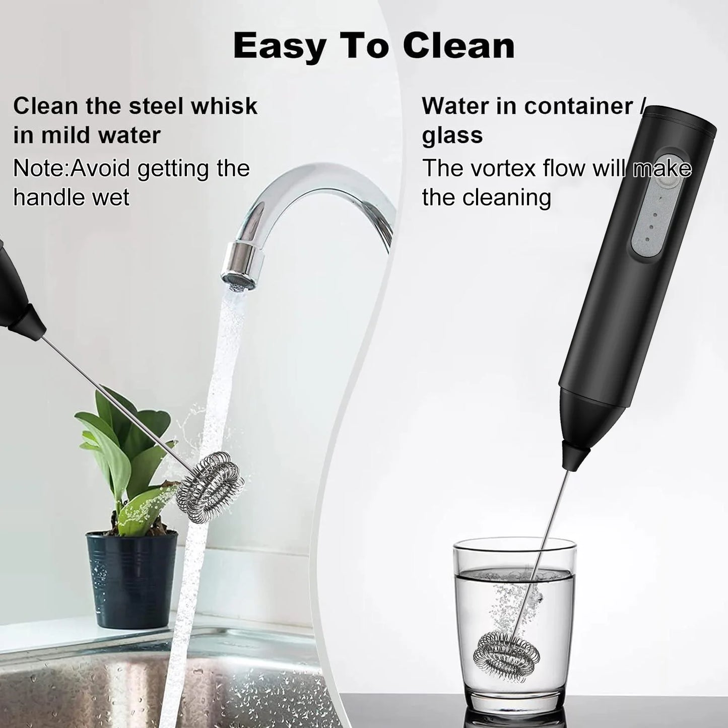 MINI Milk Frother USB Rechargeable 3 Speeds Foam Maker Coffee Whisk Mixer Electric Handle Blender Egg Beater Beauty World Shop