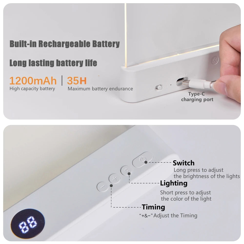 LED Flat Panel Night Vision Reading Light Eye Protection Reading Light Usb Charging Student Night Reading Lamp Book Lamp Indoor Beauty World Shop