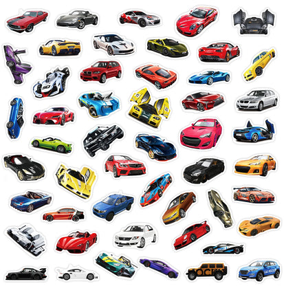 50pcs Cool Car Sticker, Racing Car Sticker and Decals for Kids, Phone Case, Guitar, Scooter, Laptop, Kettle Decoration Stickers Beauty World Shop