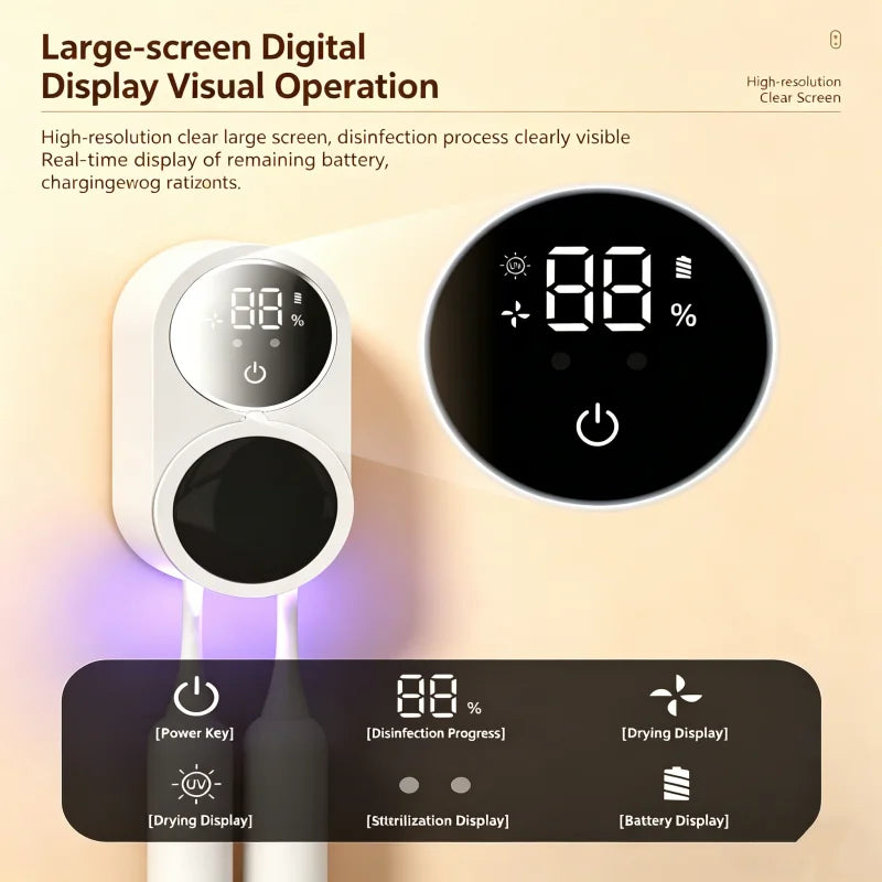 Mini Portable Rechargeable Travel Toothbrush Sterilizer Induction Switch with Charge Display UV Toothbrush Sterilizer Case Beauty World Shop