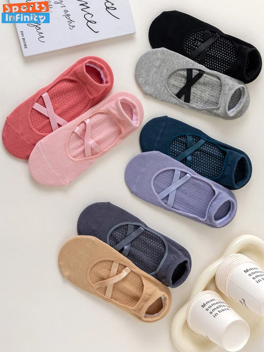 1pair Fashion Yoga Socks Anti Slip Women Professional Pilates Socks Cotton Dance Floor Trampoline Aerobics Fitness Sports Socks Beauty World Shop
