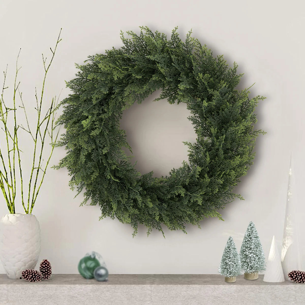 SIA FLOWER Cedar Artificial Flower Ring PE Material Cedar Grass Ring Artificial Plants Garden Decor Home Decor Beauty World Shop
