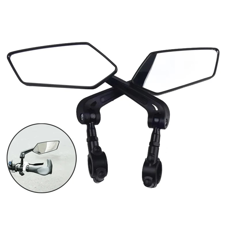 2PCS Bicycle Rearview Mirror 360 Degree Adjustable Rotatable Universal Cycling Handlebar Rear View Mirrors for MTB Road Bike Beauty World Shop