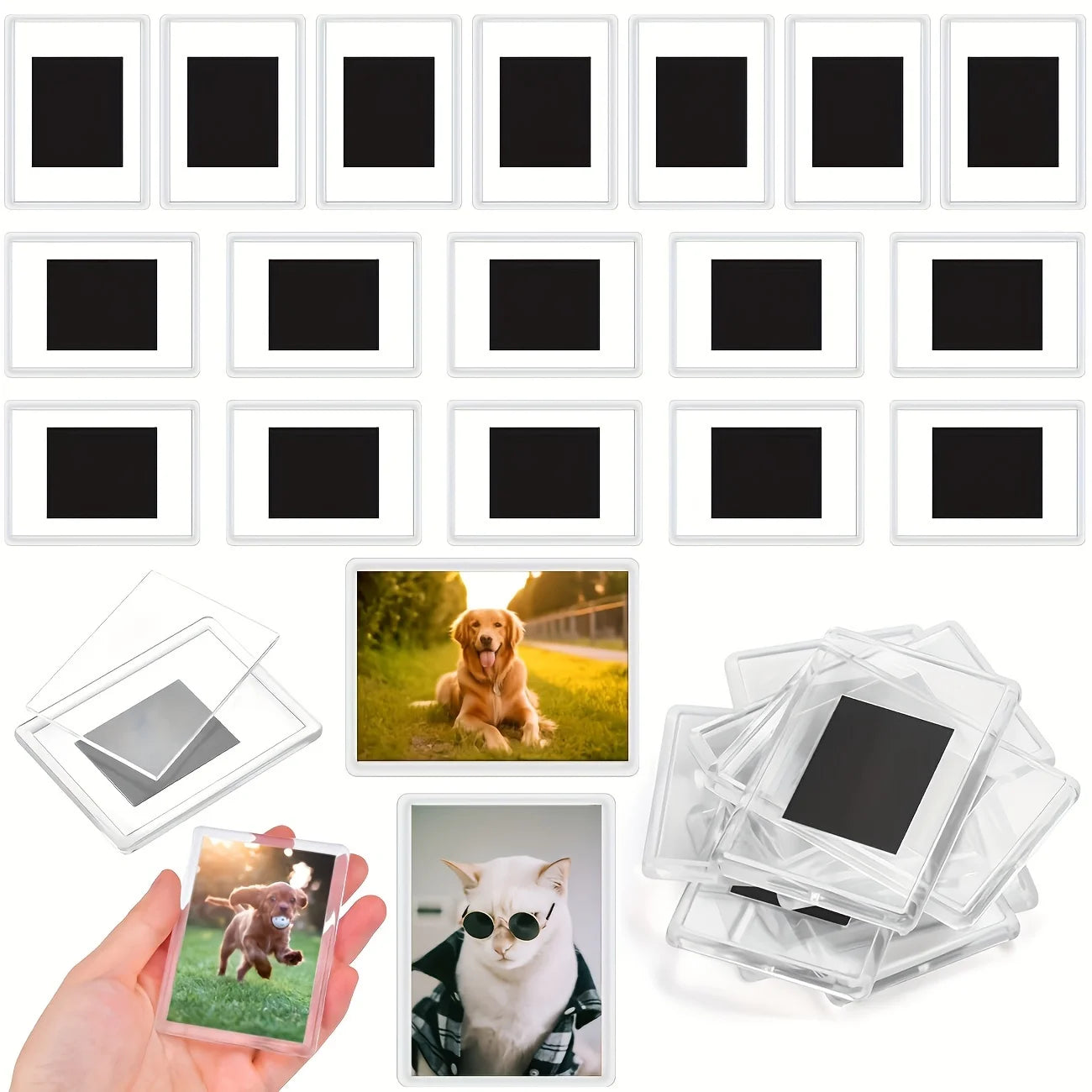 Small photo frame 12/20Pcs Blank Photo Frame Insert Fridge Magnets, Mini Magnetic Refrigerator Photo Picture Frames Beauty World Shop