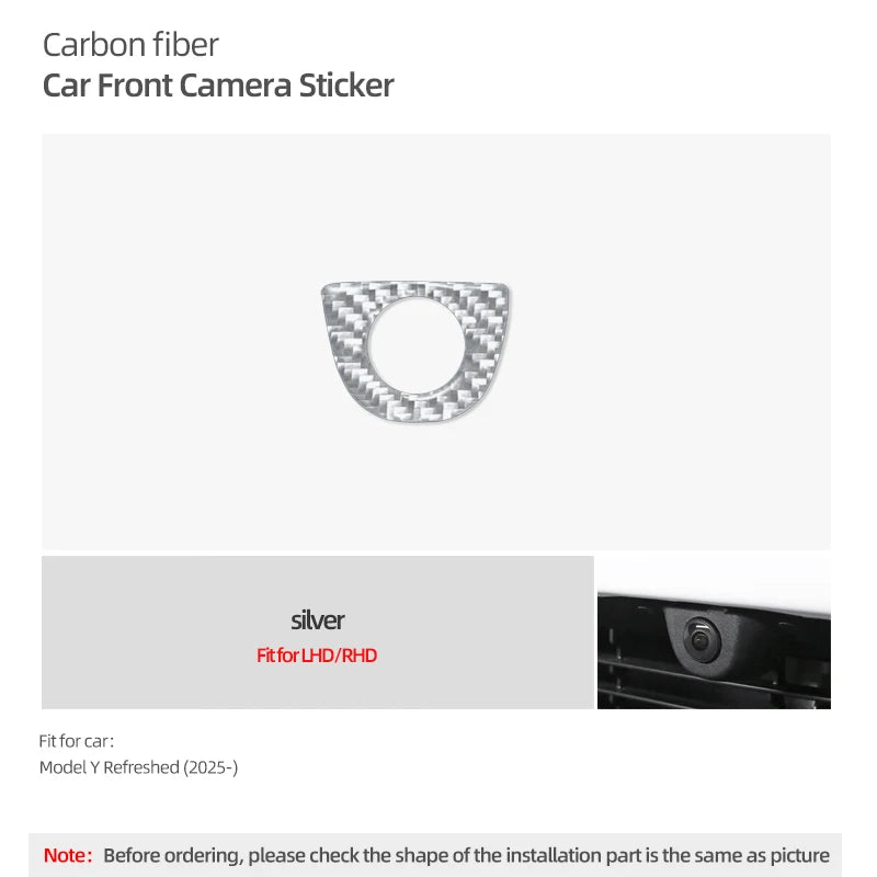 For Tesla Model Y Juniper 2025- Carbon Fiber Car Styling Head Front Camera Protector Stickers Trim Auto Decoration Accessories Beauty World Shop