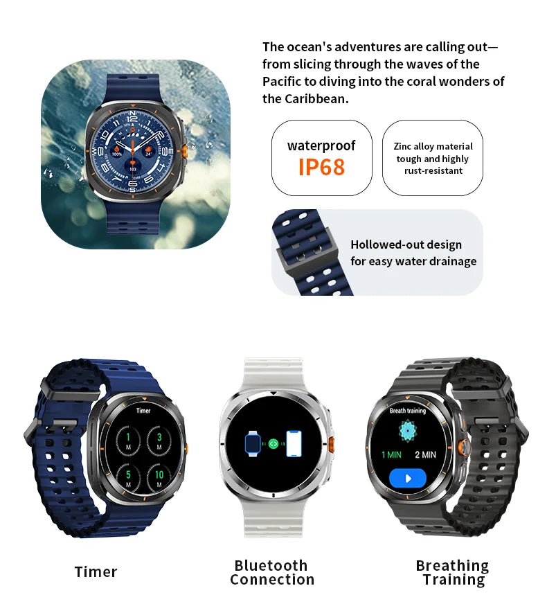 Smart Watch 8 Ultra 2025 Color Matching GPS Compass Smart Watch BT call NFC IP68 Waterproof 4GB Health monitoring Reduction 100% Beauty World Shop