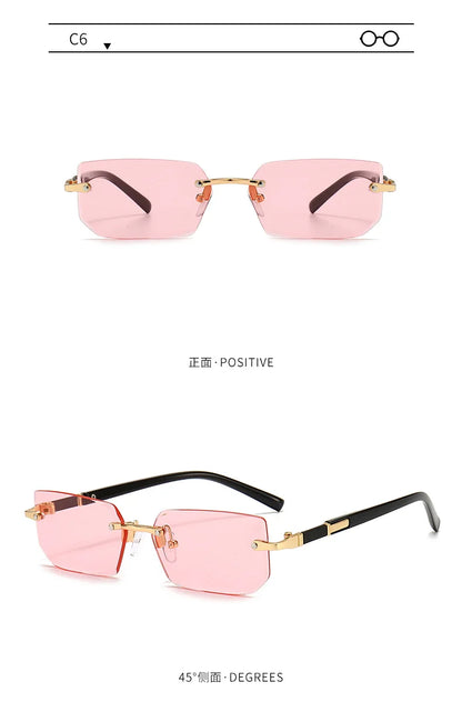 Rimless Sunglasses Rectangle Fashion Popular Women Men Shades Small Square Sun Glasses For Female Male Summer Traveling Oculos Beauty World Shop