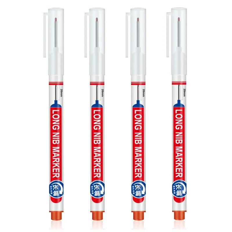 4Pcs/Set 20mm Deep Hole Long Nib Head Markers For Metal Perforating Pen Waterproof Bathroom Woodworking Decoration Multi-Purpose Beauty World Shop