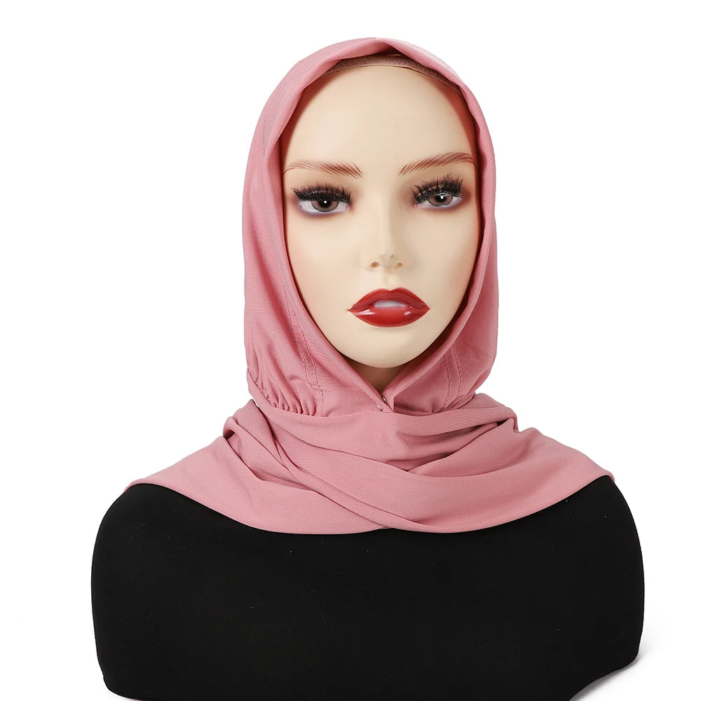 Instant Hijab with Button Ready to Wear Muslim Women Scarf Full Cover Head Wraps Islam Turban Caps Turbante Mujer Beauty World Shop