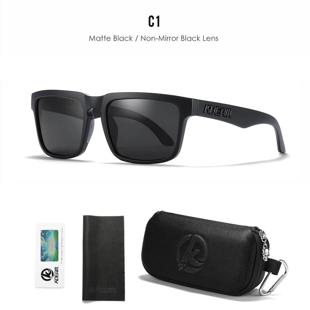 KDEAM Men's Polarized Sunglasses Square Casual Outdoors Sun Glasses Women Unisex Sunglass For Couple With Zipper Case Beauty World Shop
