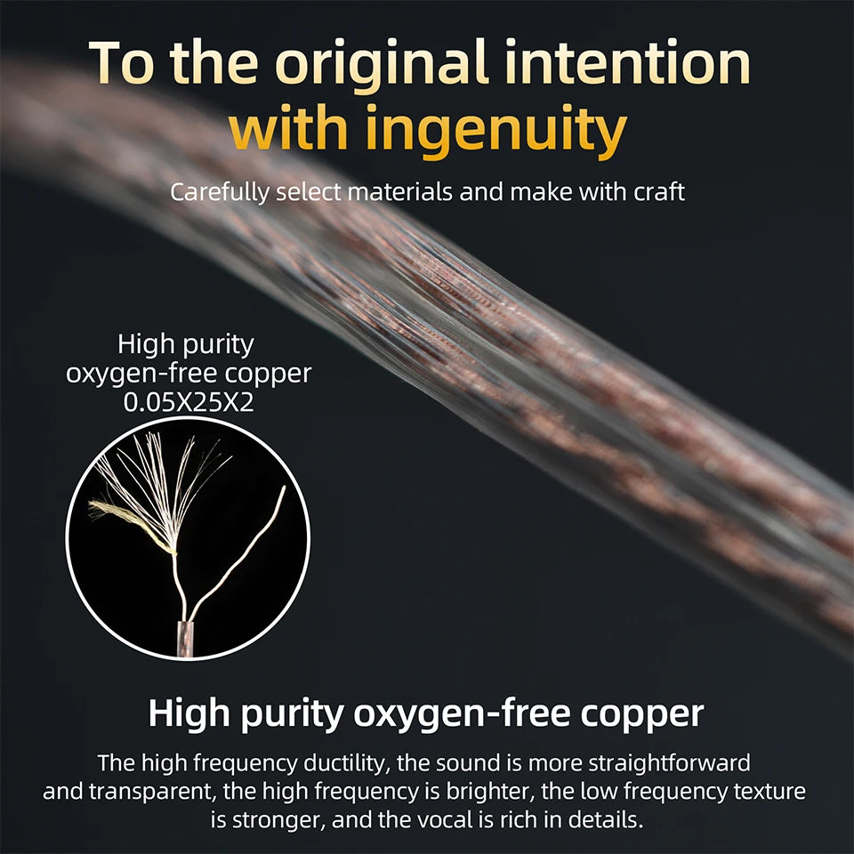 KZ Headphone Cable High-Purity Copper Cube Mixed Upgrade Cable Earphone Wire Original Wire