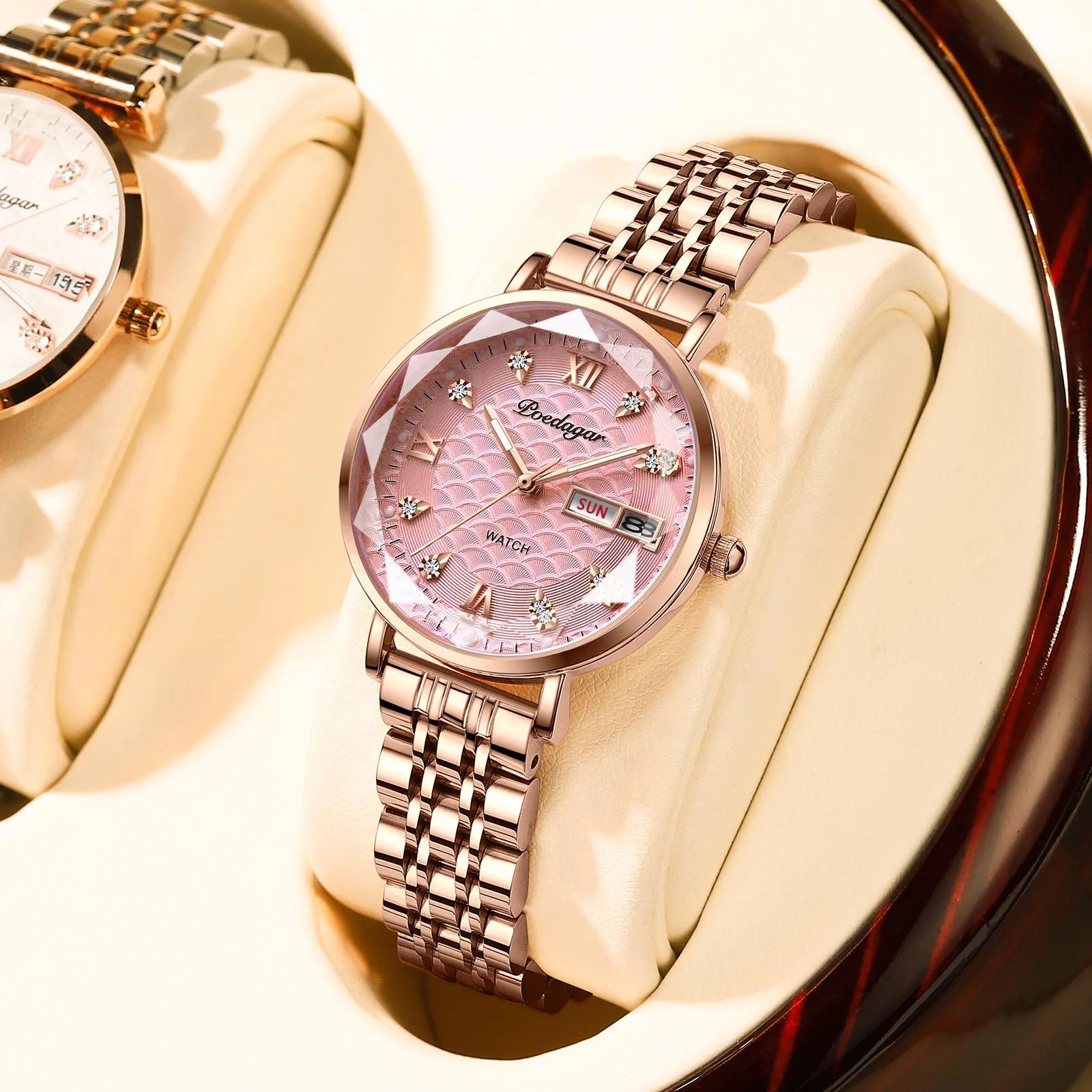 POEDAGAR Top Elegant Women's Watches Stainless Steel Date Week Woman Watch Waterproof Luminous Fashion Ladies Watch Quartz Reloj Beauty World Shop