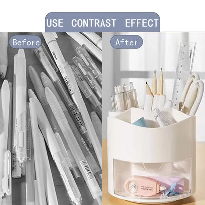 Cute Rotating Pen Holder Desktop Drawer Stationery Box Case School Office Desk Kawaii Stationery Storage Box Organizer Stickers Beauty World Shop