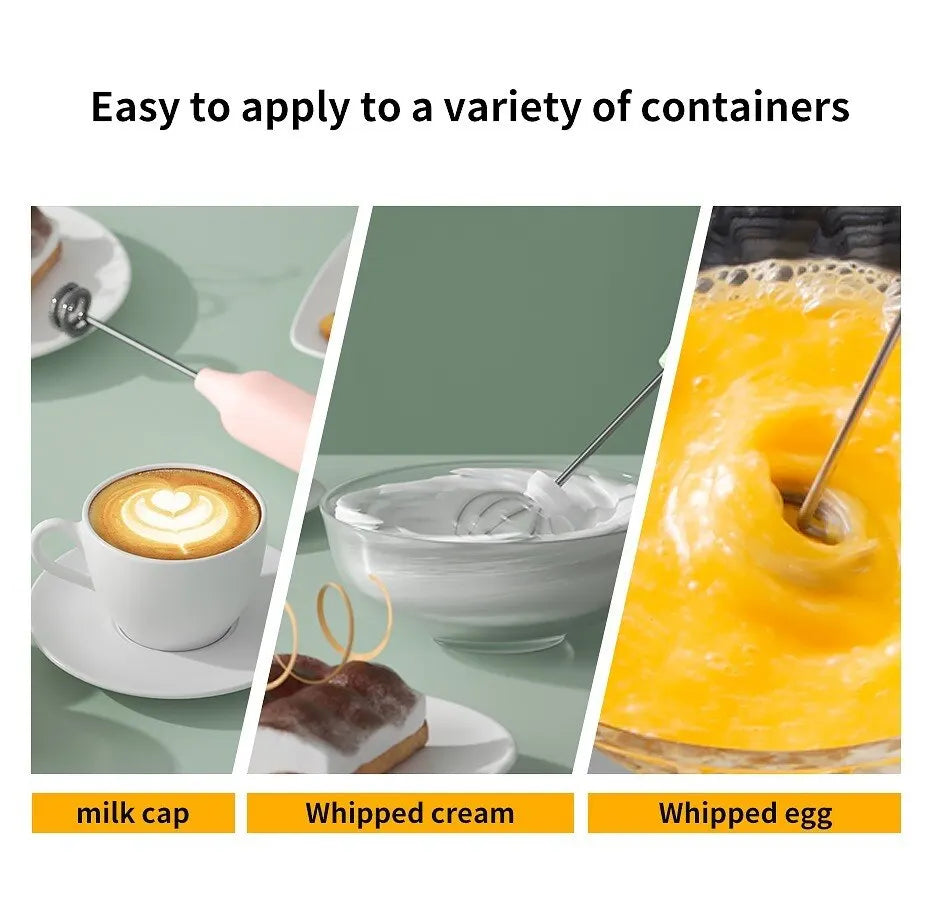 1 PCS USB Rechargeable Handheld Egg Beater 3 Speeds Electric Milk Frother Foam Maker Mixer Coffee Drink Frothing Wand Foamer Beauty World Shop