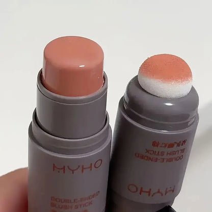 Double Head Sponge Monochrome Powder Blusher Lip and Cheek Dual-Use Durable Matte Natural Rouge Powder Blusher Stick Light Natur Beauty World Shop