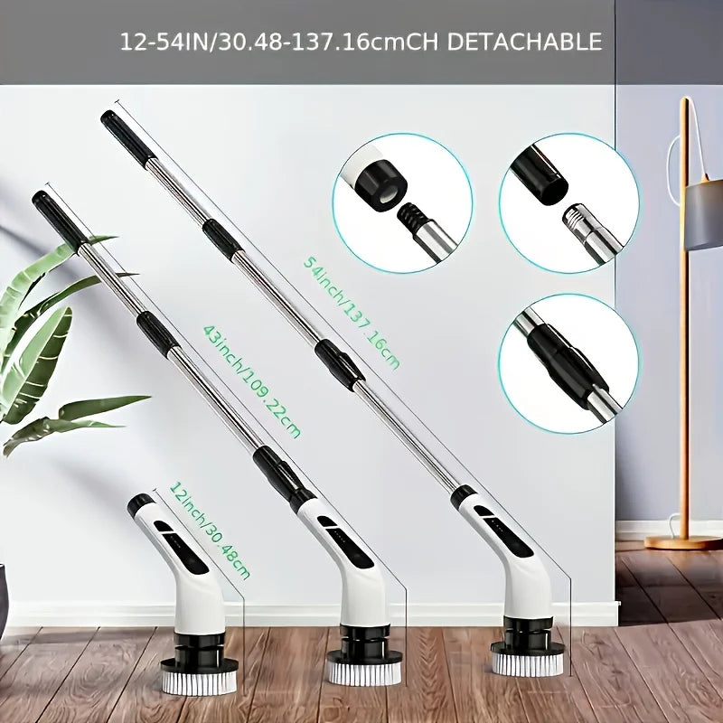 9 in 1 Multifunctional Handheld Electric Cleaning Brush With Telescopic Function, Bathroom Floor And Kitchen Cleaning Tool Beauty World Shop