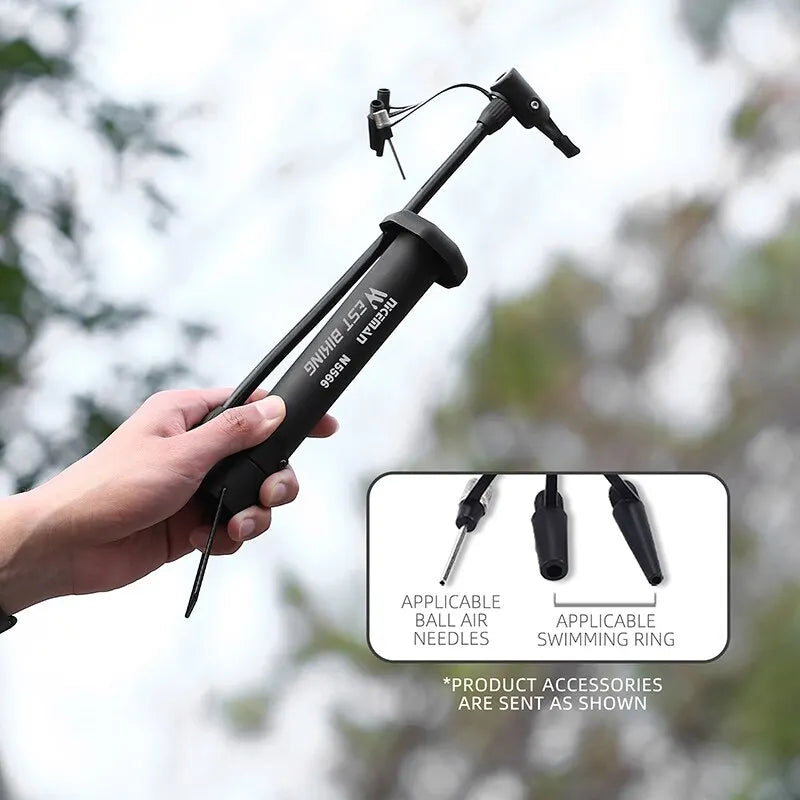 WEST BIKING 80 PSI MTB Bicycle Pump Bike Manual Air Pump Balloon Tire Inflator Schrader Valve Floor Pump Cycling Accesories