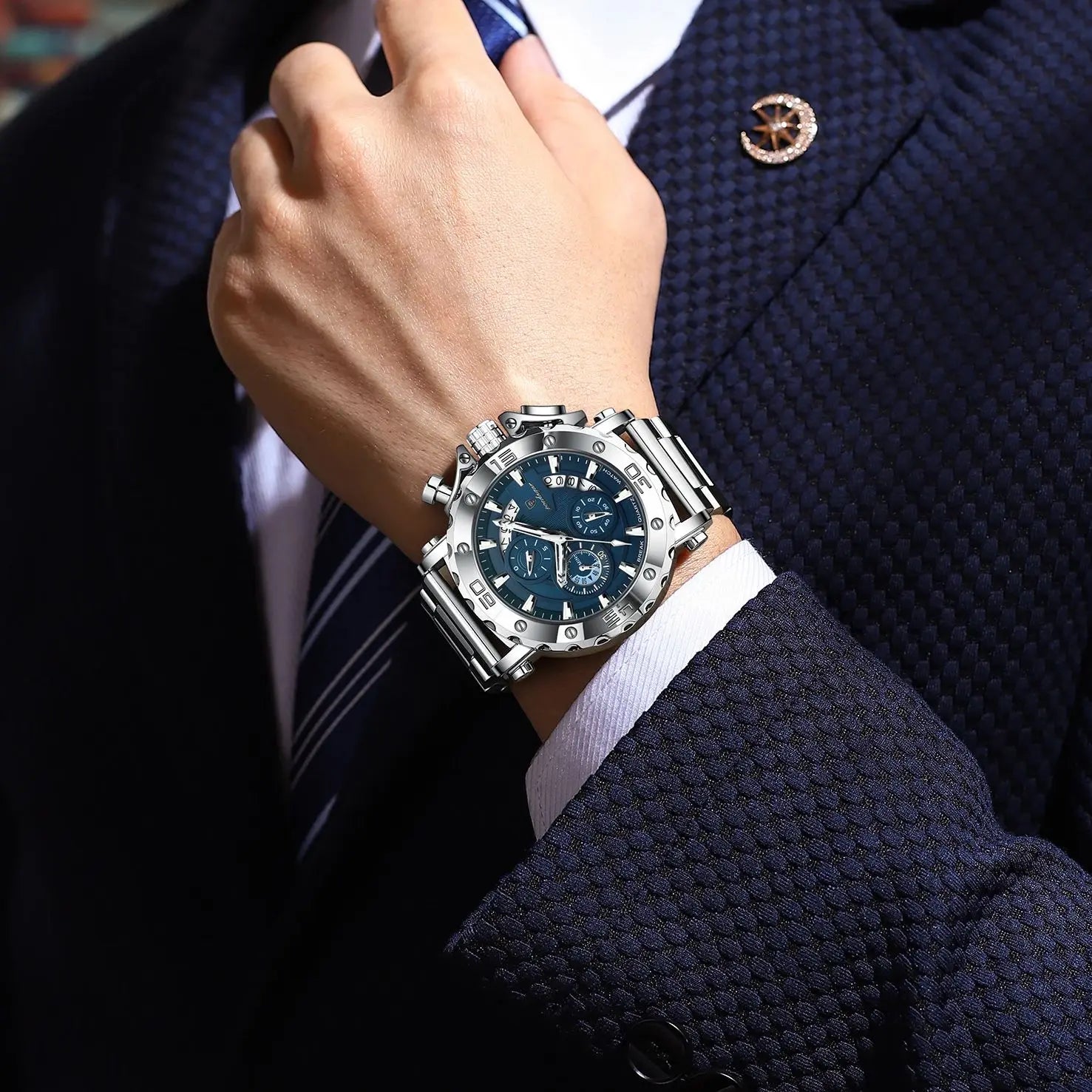 POEDAGAR Luxury Men's Watch Calendar Luminous Waterproof Man Clock Chronograph Stainless Steel Quartz Watches For Men Reloj Gift Beauty World Shop