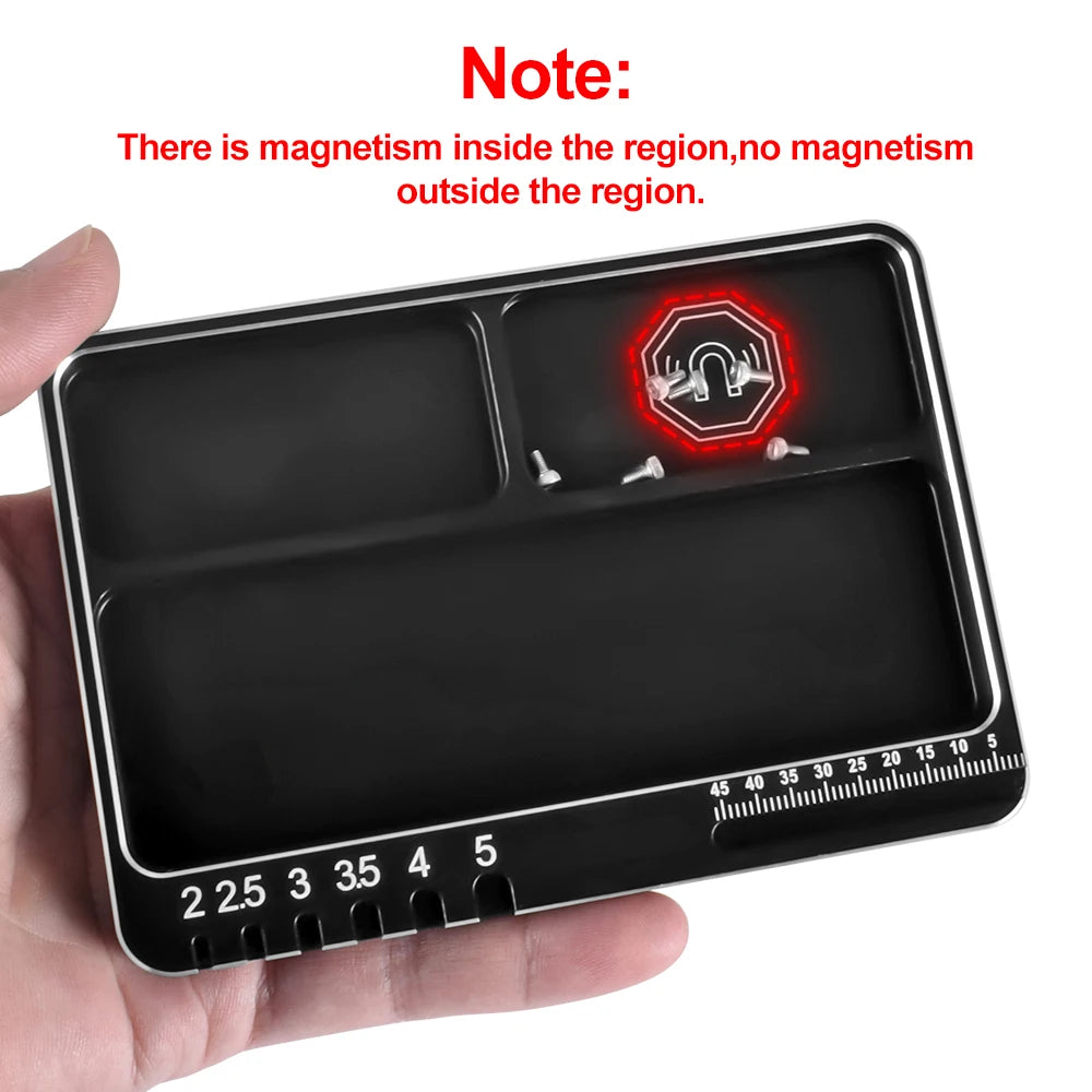 9IMOD RC Screw Tray with Magnetic Pad Aluminium Alloy Magnet Screws Disk Storage Plate for RC Airplane Car Boat Repair Tool Beauty Fashion