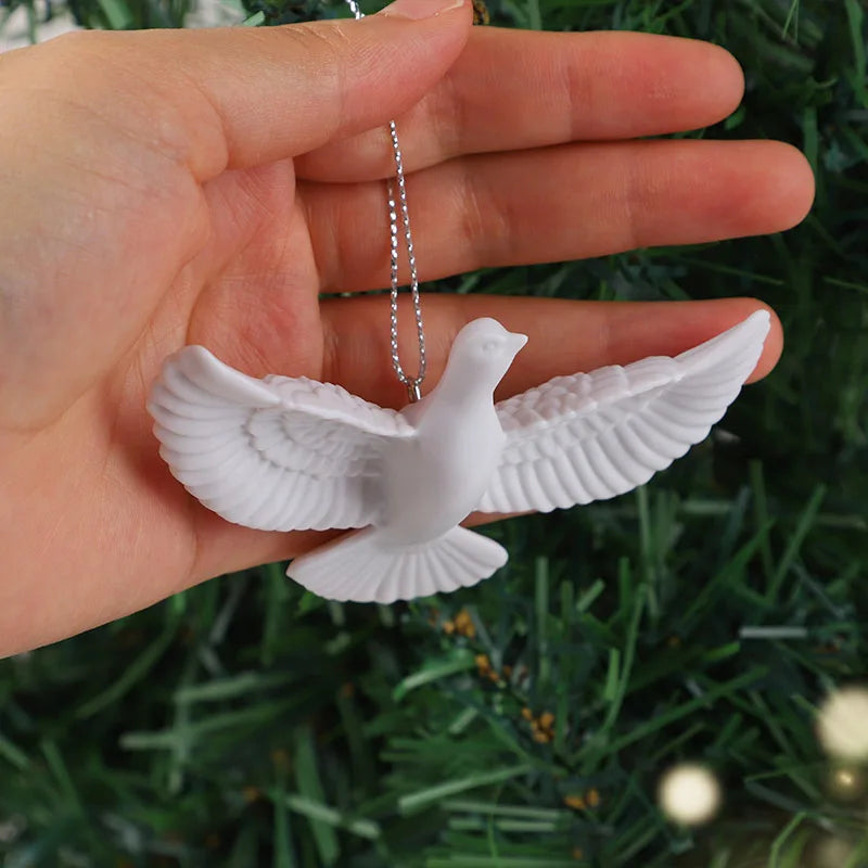 Elegant White Dove Christmas Ornaments Xmas Tree Hanging Pendants Resin Bird 2026 New Year Party Home Wall Decoration Kids Gifts Beauty World Shop