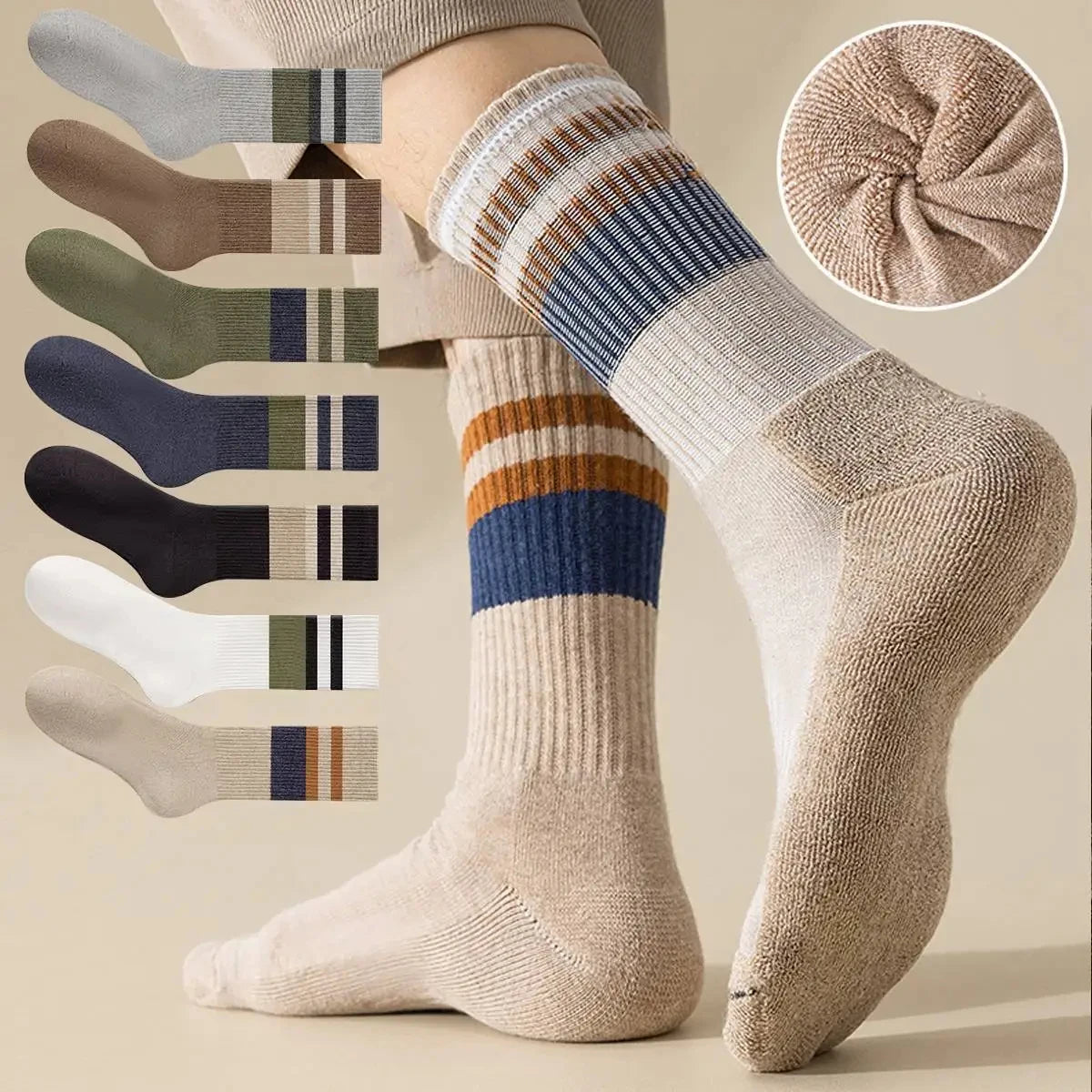 10/5/3pairs Breathable Con Sports Stockings Men Bamboo Fiber Autumn and Winter Men Socks Sweat Absorption Deodorant Business Sox Beauty World Shop
