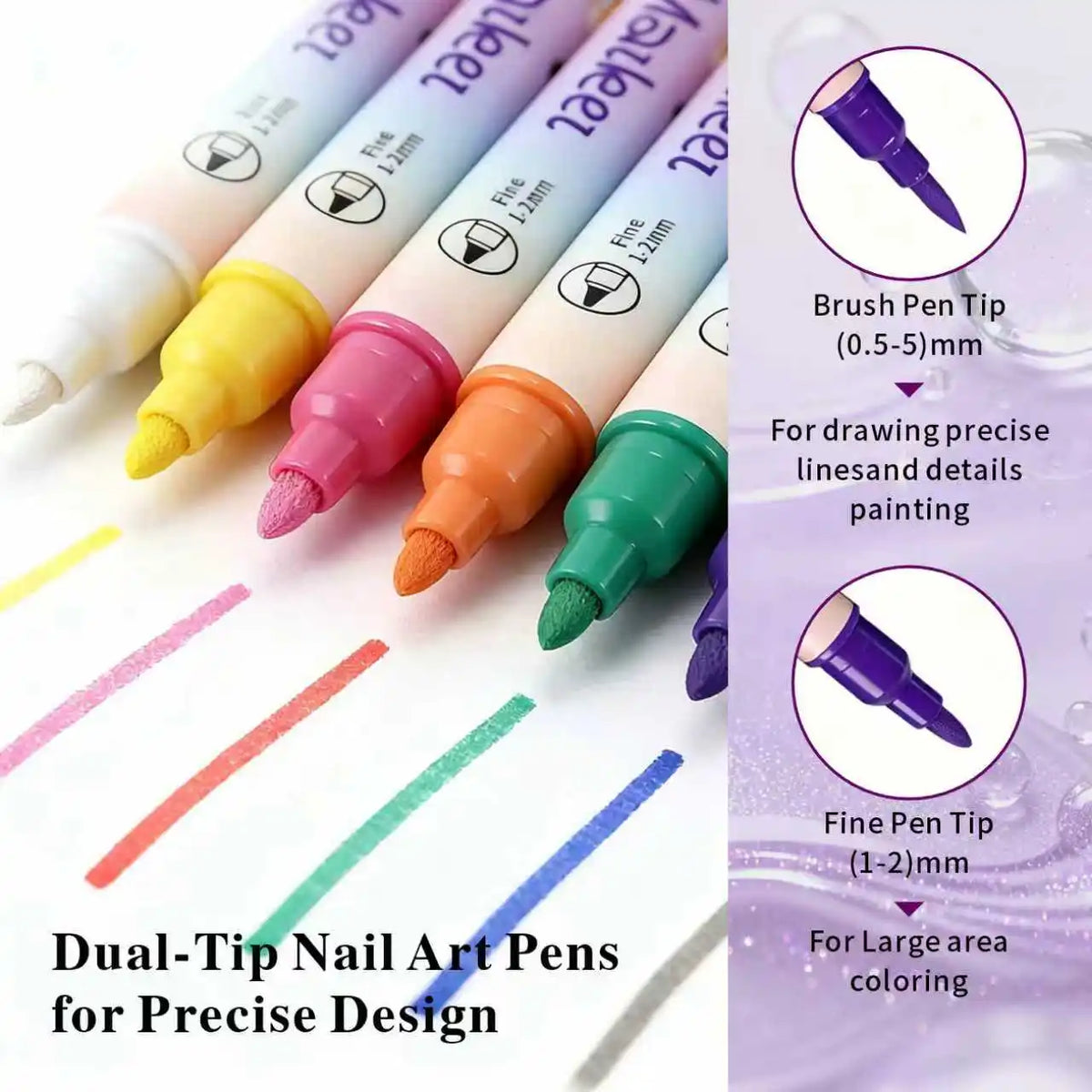 24 Color Double Headed Nail Art Graffiti Pen Acrylic Pen Set, Metallic Dopamine Color Nail Art Graffiti Pen, Pointillism Graffit Beauty World Shop