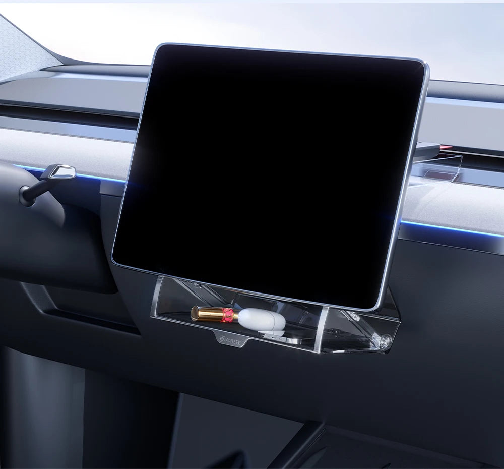 YZ For New Tesla Highland Model 3 Y Juniper Tray Magnetic Under Screen Fold Storage Box ETC Screen Storage Box Accessories Beauty World Shop