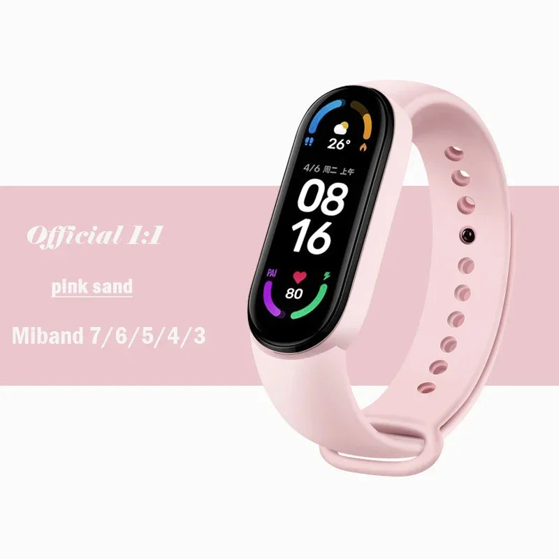 official Silicone Strap For Xiaomi Mi Band 4 5 6 7 Bracelet Sport Watch Wristband Miband4 miband7 Correa Mi band 3 4 5 6 7 Band Beauty Fashion