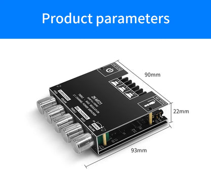 ZK-MT21 Sound Amplifier Module 2x50W+100W 2.1 Channel Subwoofer Bluetooth 5.0 Digital Power Amplifier Board AUX 12V/24V Stereo Beauty World Shop