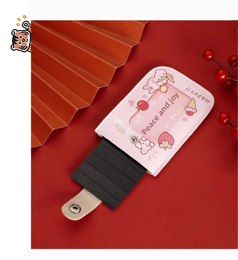 Vintage Oil Painting Pull Out Card Holder One Piece Women's Compact Ultra Thin Mini Cartoon New Style Niche Design Card Case Bag Beauty World Shop