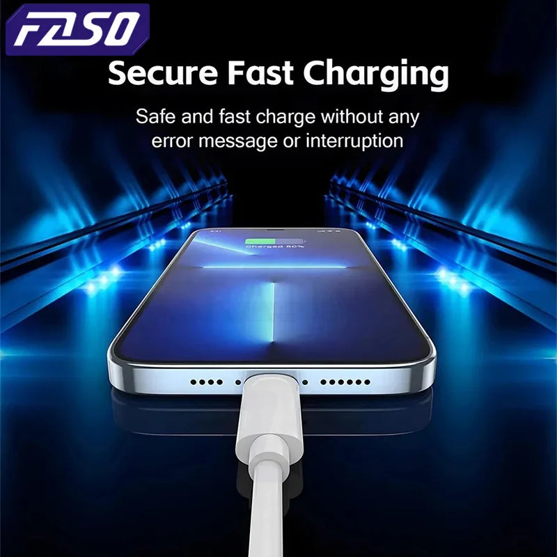 FASO Quality USB Charger Cable for iPhone 14 8 7 6S Plus 13 12 Pro XS Max XR SE Fast Charging Cord Data Sync Line 1m 2m 3m Beauty World Shop