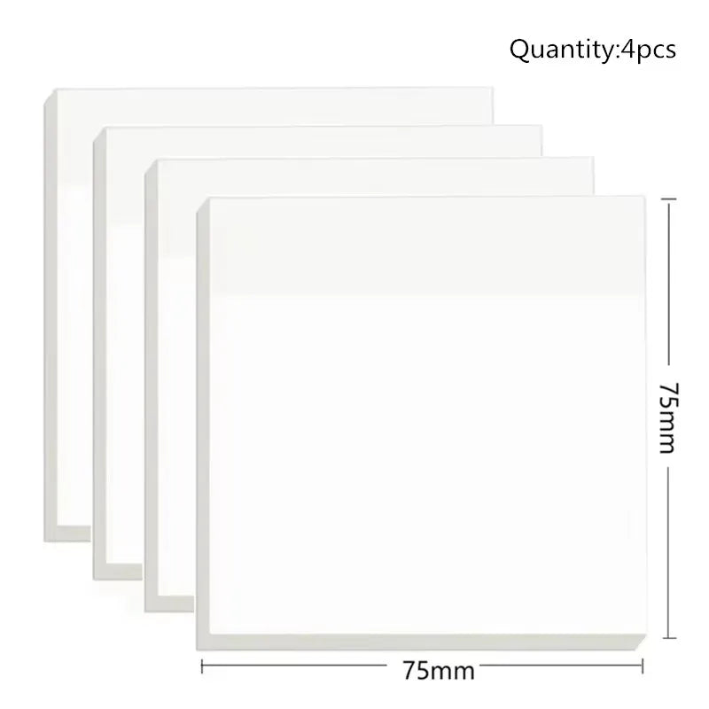 50 Sheets Transparent Sticky Note Pads Waterproof Self-Adhesive Memo Notepad School Office Supplies Stationery Beauty World Shop