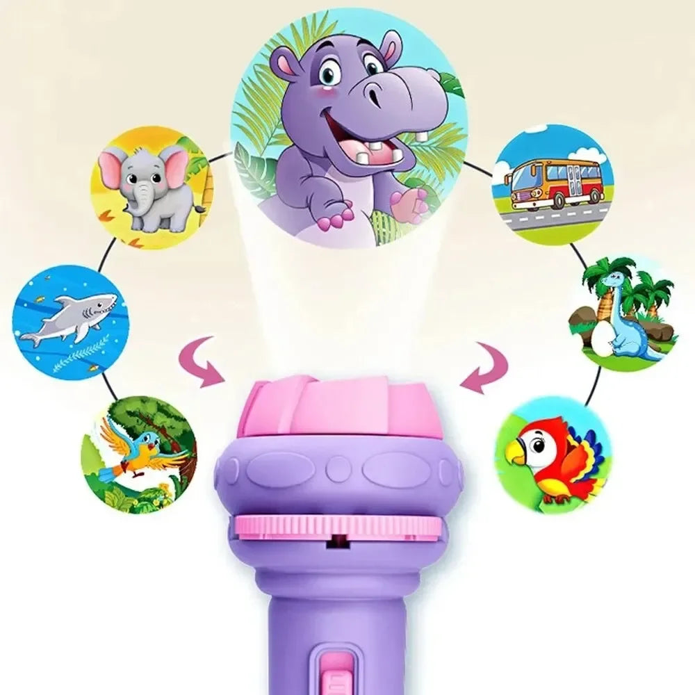 10 Cards Cartoon Projection Flashlight 80 Patterns Creative Children Flashlight Toy Projector Baby Toys Bedtime Story Book Toy Beauty Fashion