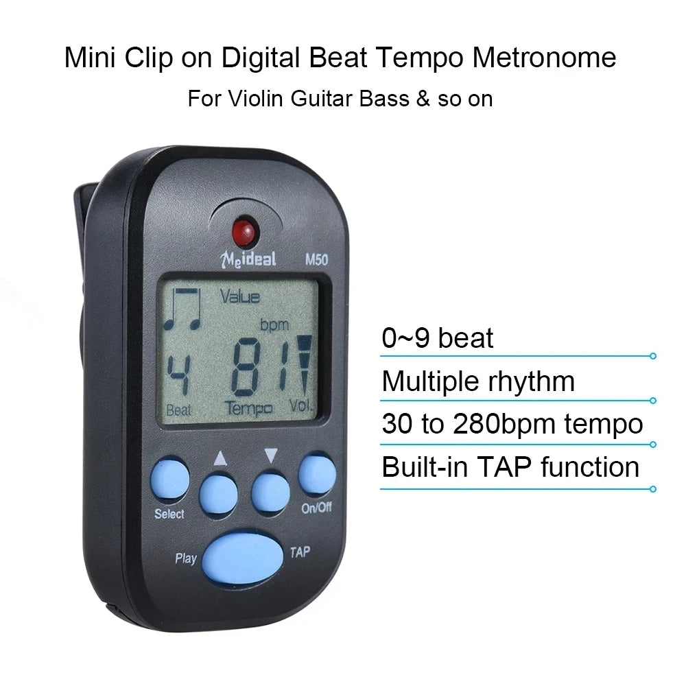 M50 Professional LCD Digital Metronome for Guitar Violin Bass - Rhythm Metronome for Stringed Instrument Players Beauty World Shop