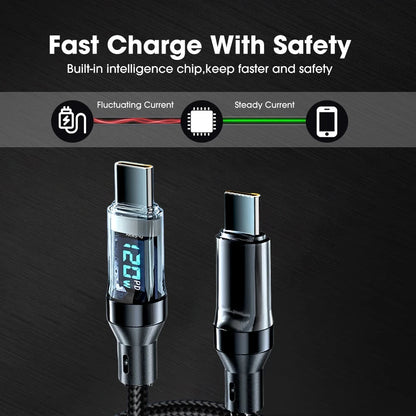 NNBILI 100W USB C 120W USB A charging cables with LED display screen, USB C=C-C，USB A=A-C,Xiaomi iPhone、 Samsung not compatible Beauty World Shop