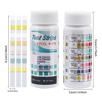 50/100pcs 3/5/6/7 in 1 Swimming Pool PH Test Strips SPA Swimming Pool Water Tester Paper Hardness Tool for Chlorine Bromine Beauty World Shop