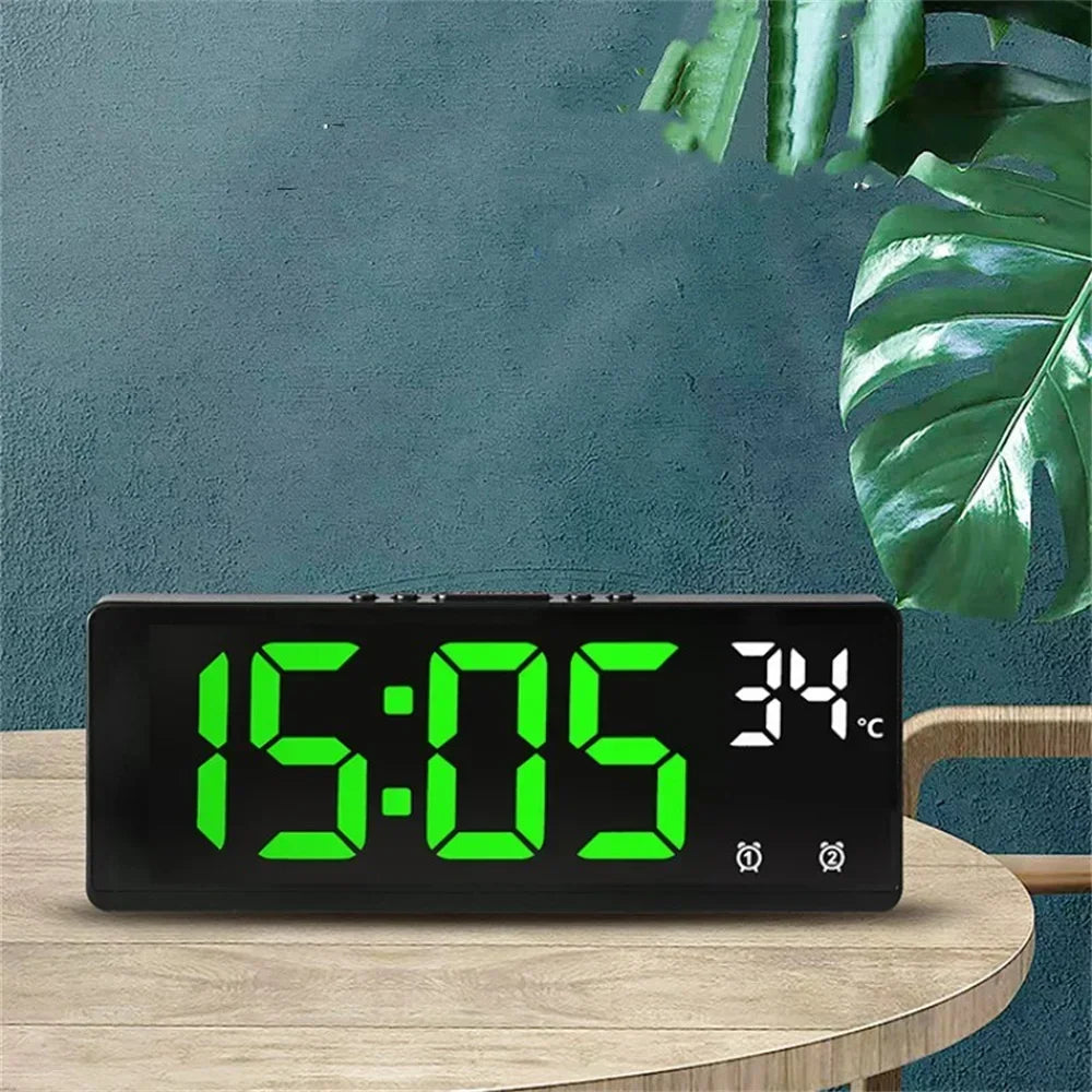 Voice Control Digital Alarm Clock Temperature Dual Alarm Snooze Desktop Table Clock Night Mode 12/24H LED Clock Watch Desk Clock Beauty World Shop