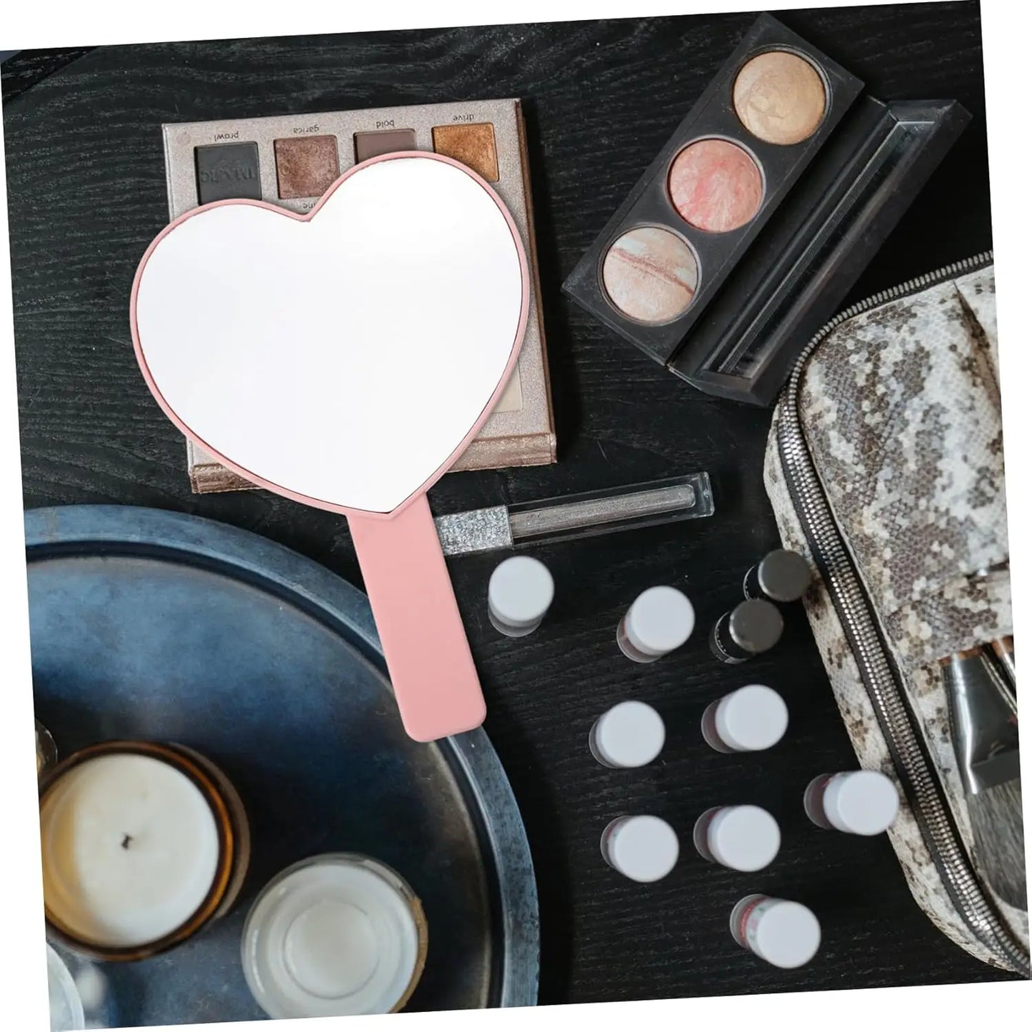 1 Pcs High Definition Handheld Heart-shaped Eyelash Mirror Eyelash Inspection Mirror Makeup Gadgets Vanity Mirror Girl Gifts Beauty World Shop