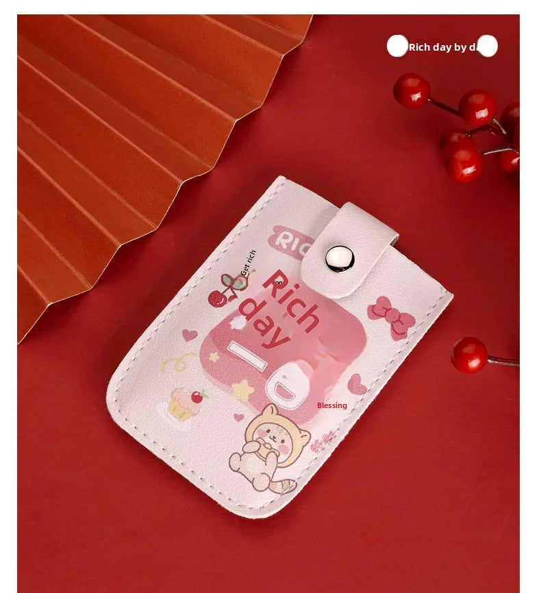Vintage Oil Painting Pull Out Card Holder One Piece Women's Compact Ultra Thin Mini Cartoon New Style Niche Design Card Case Bag Beauty World Shop