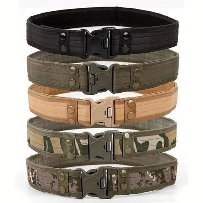 Men's Belt Outdoor Camouflage Tactical Belt Oxford Cloth Belt Mountaineering Belt Nylon Wide Waist Belt Work Belt Neutral Belts Beauty World Shop
