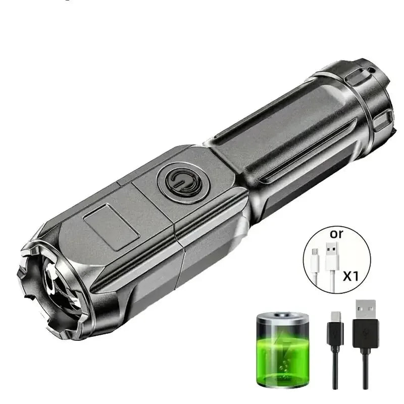 Powerful LED Flashlight Rechargeable USB Waterproof Zoom Fishing Hunting Camping 100,00 Lumen Tactical Flashlight LED Torch Beauty World Shop
