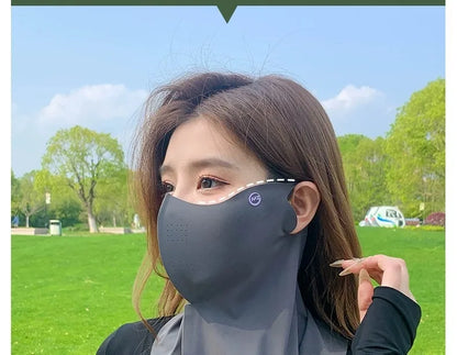 Women Summer UV Protection Neck Scarf Ice Silk Face Mask Cover Outdoor Wrap Cover Sports Cycling Sun Proof Sunscreen Dustproof Beauty World Shop